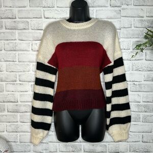 True Craft Color Block Striped Pullover Sweater Size Medium